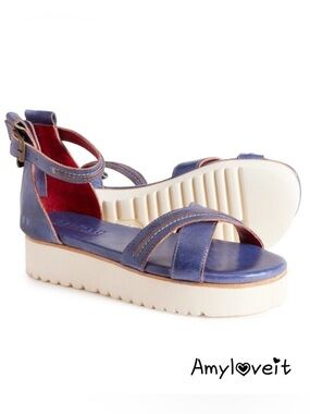 Bed Stu Carroll Platform Ankle Strap Leather Sandals